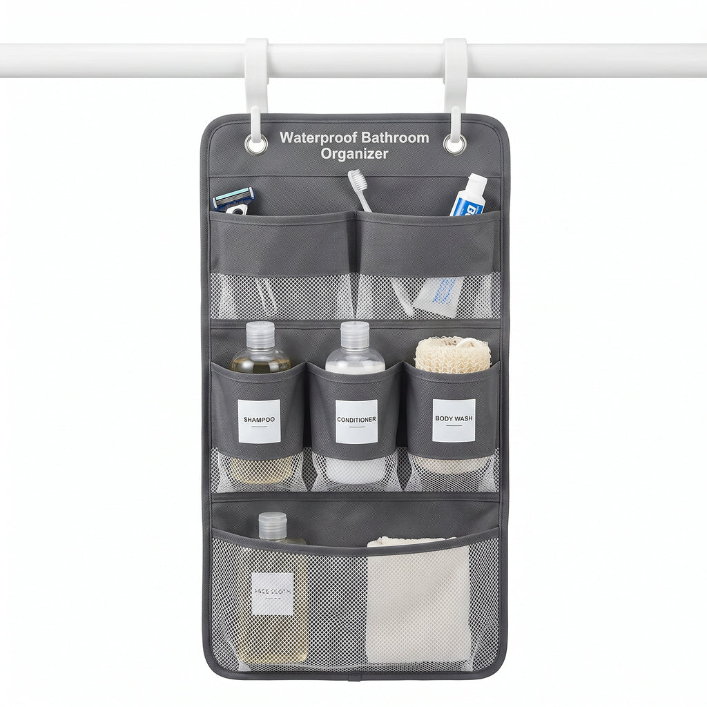 Quick Dry Mesh Wall Hanging Waterproof Multi-Pocket Shower Organizer